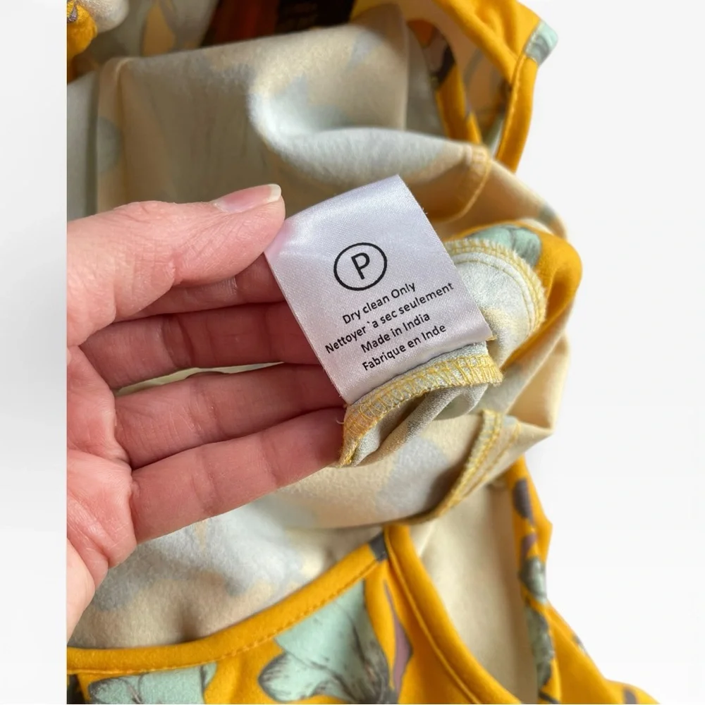 Varun Bahl Anthropologie Yellow Warbler Ruffled Crane Jumpsuit Size 6 - Picture 5 of 8